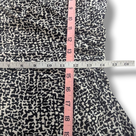 Lauren Ralph Lauren Black White Printed Ruched A Line Jersey Knit Dress Size 8 - Picture 8 of 12